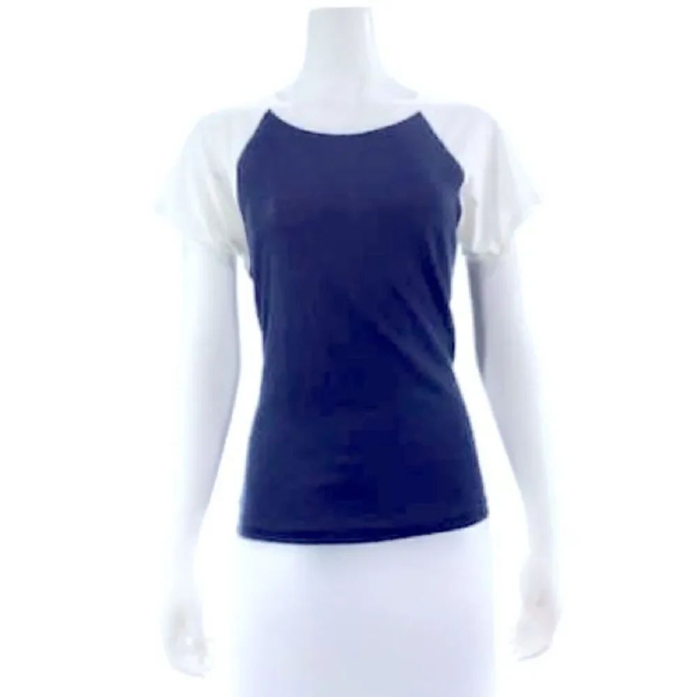 J. Crew Blue Short Sleeve Two Toned Raglan Baseball Tee Shirt
